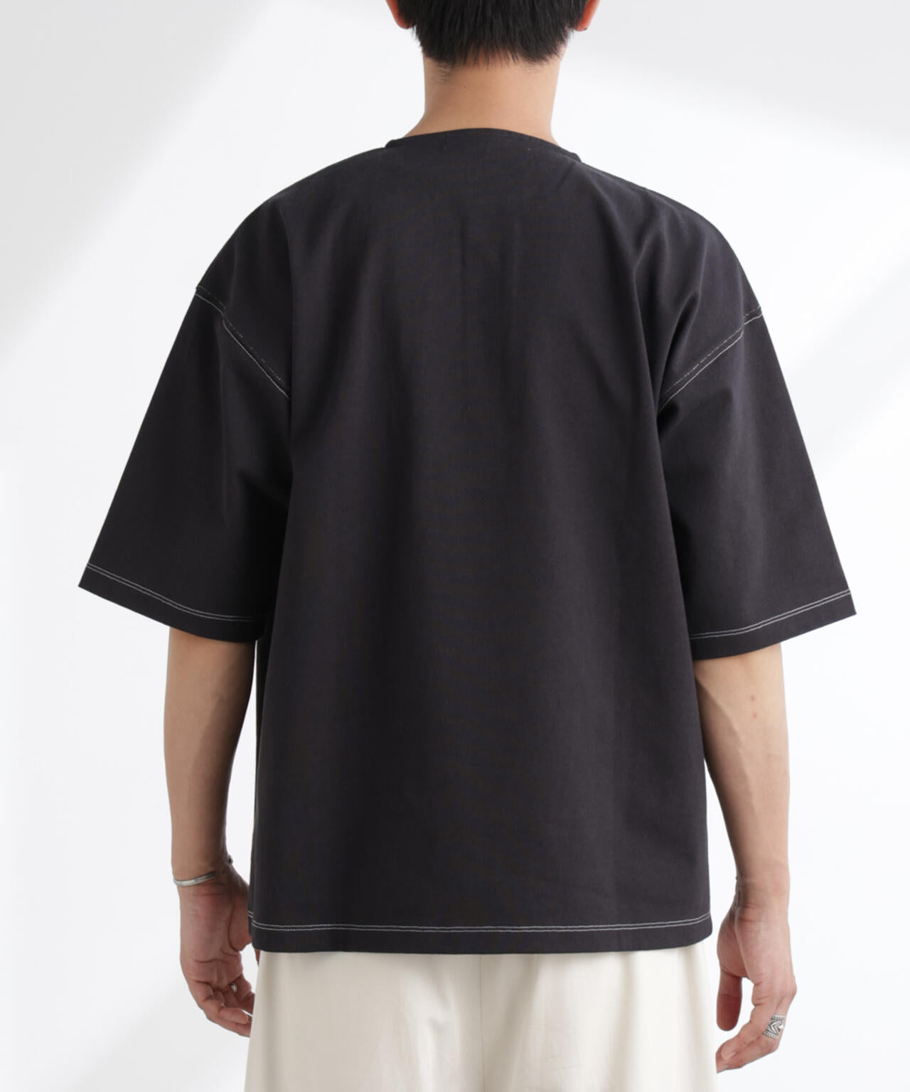 ヘビーオンスワイドヘンリーネックTシャツ 半袖