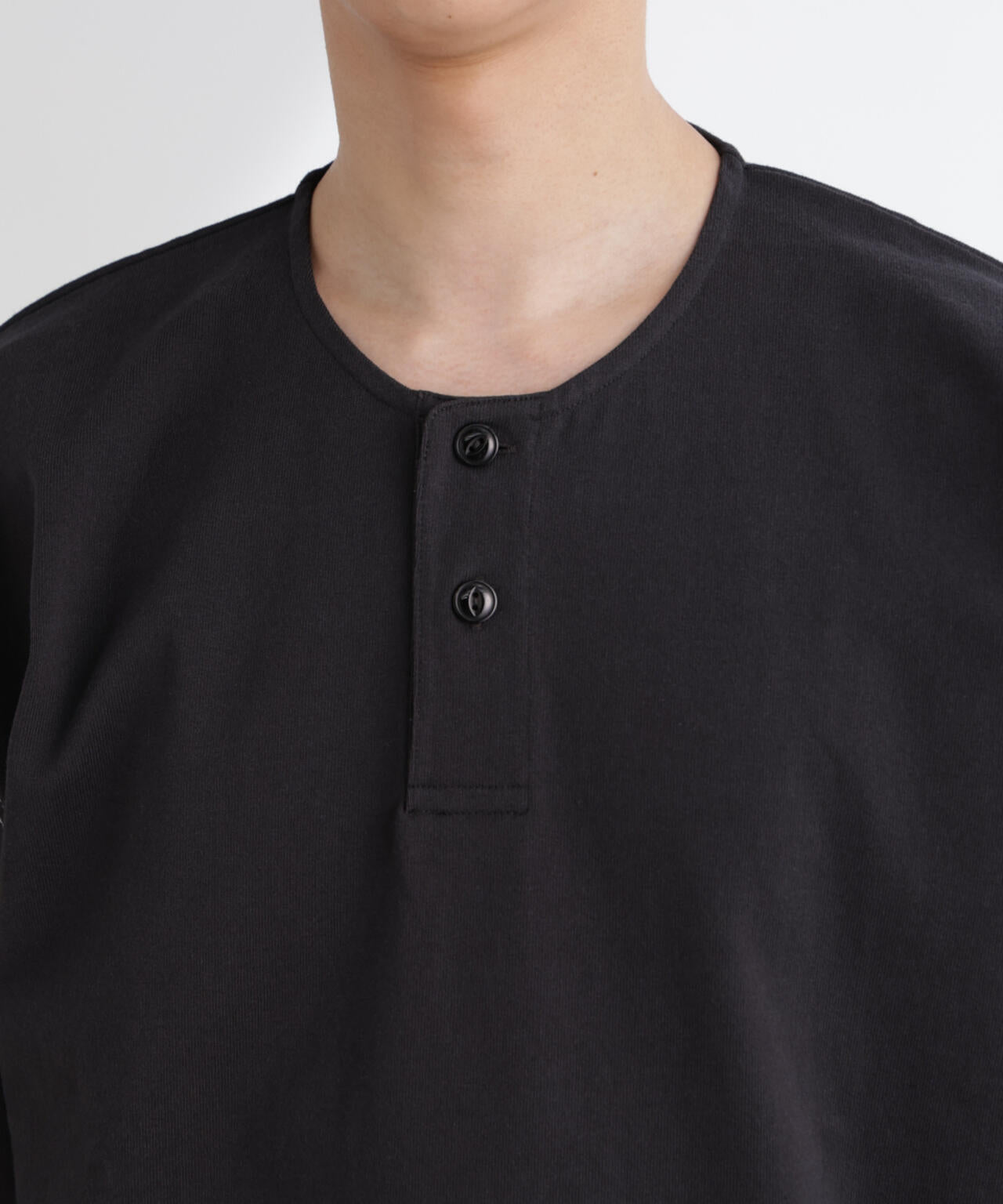 ヘビーオンスワイドヘンリーネックTシャツ 半袖