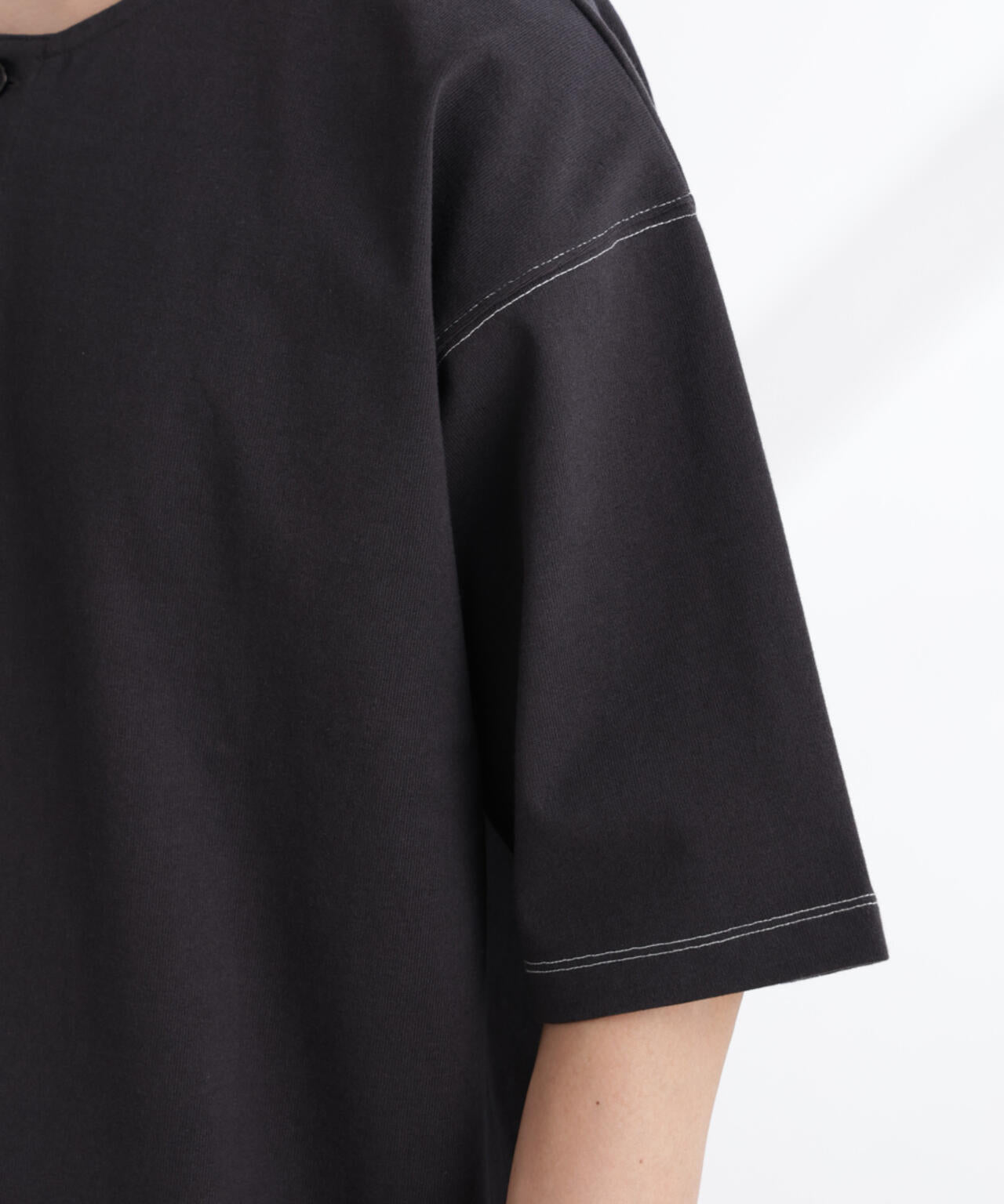 ヘビーオンスワイドヘンリーネックTシャツ 半袖