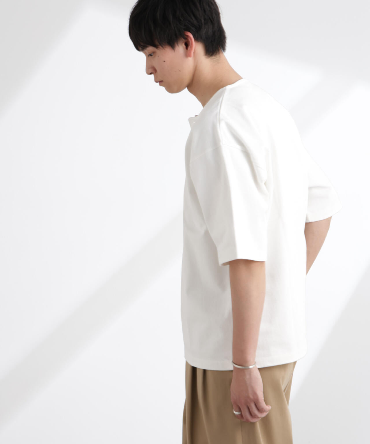 ヘビーオンスワイドヘンリーネックTシャツ 半袖