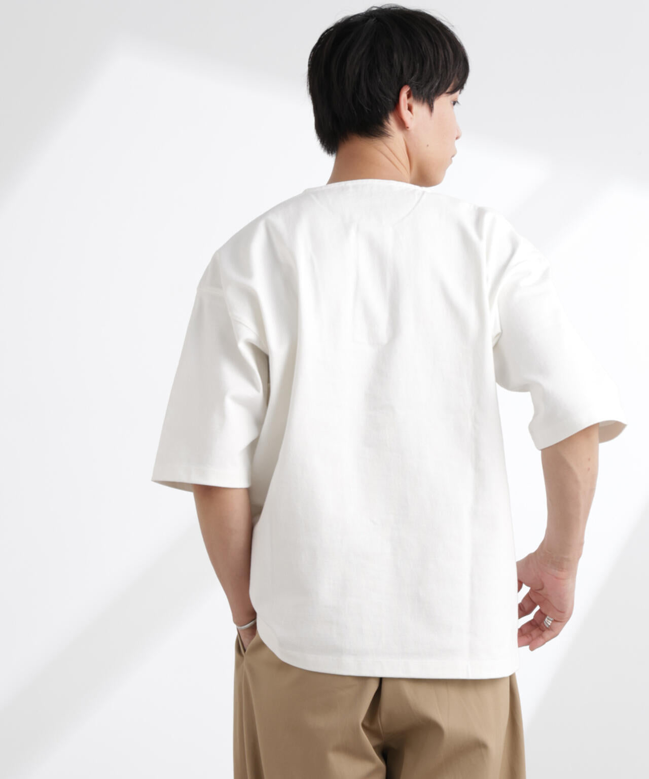 ヘビーオンスワイドヘンリーネックTシャツ 半袖