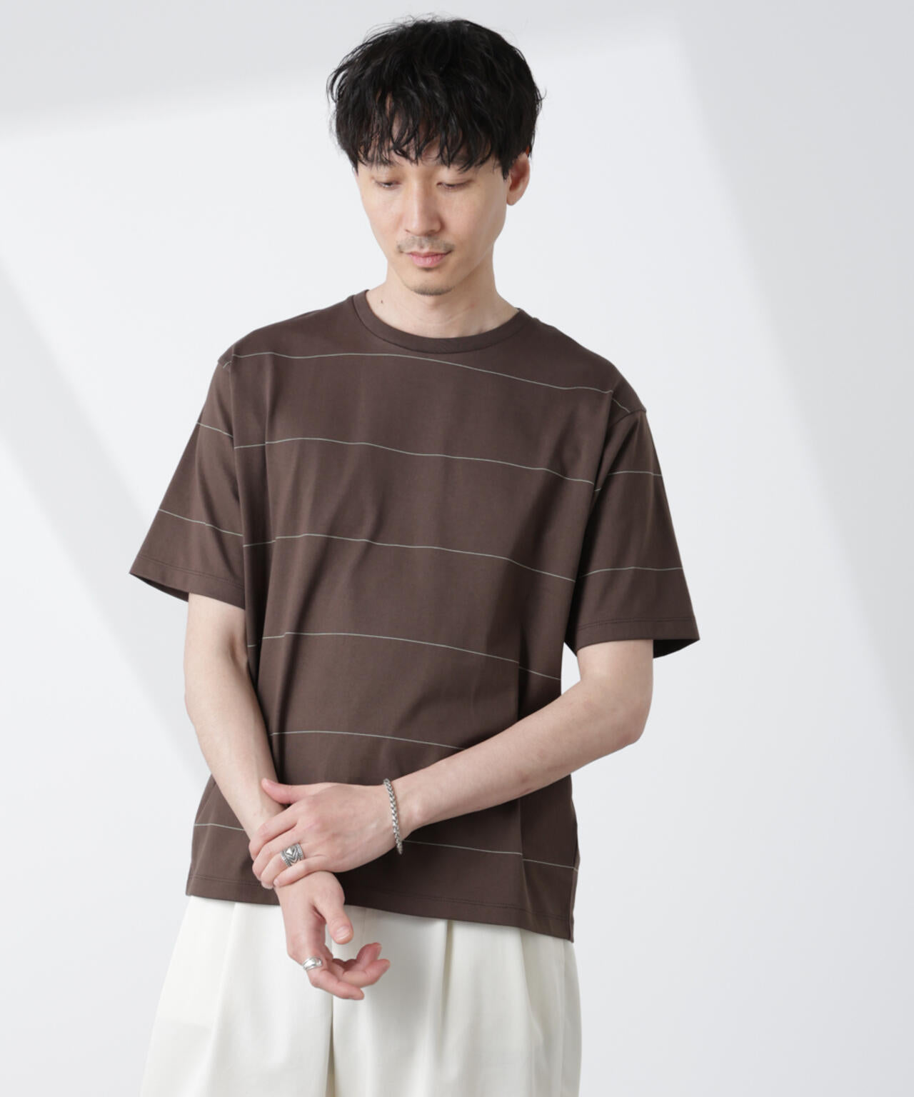 パネルボーダーTシャツ 半袖