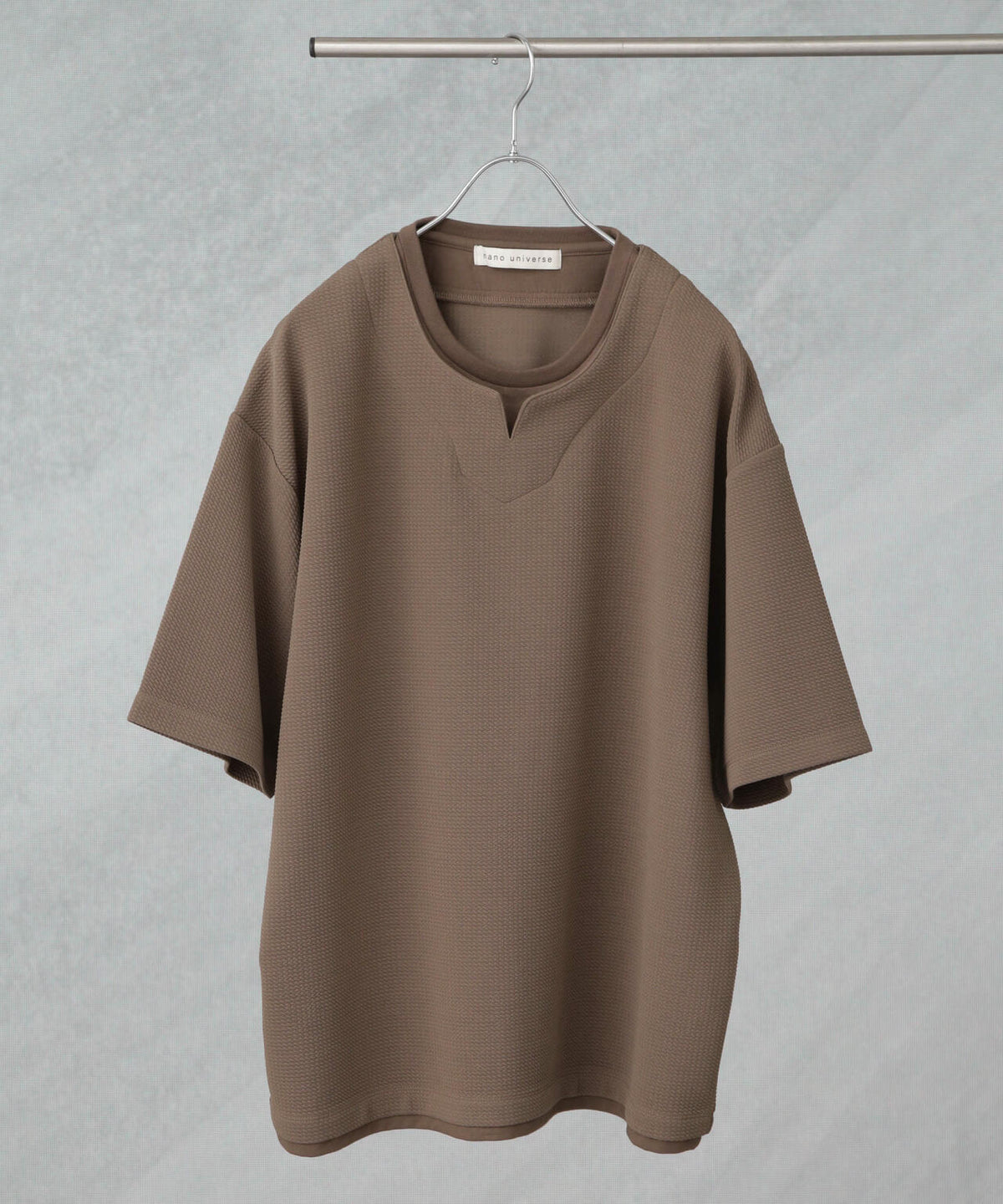 フェイクレイヤードキーネックTシャツ 半袖