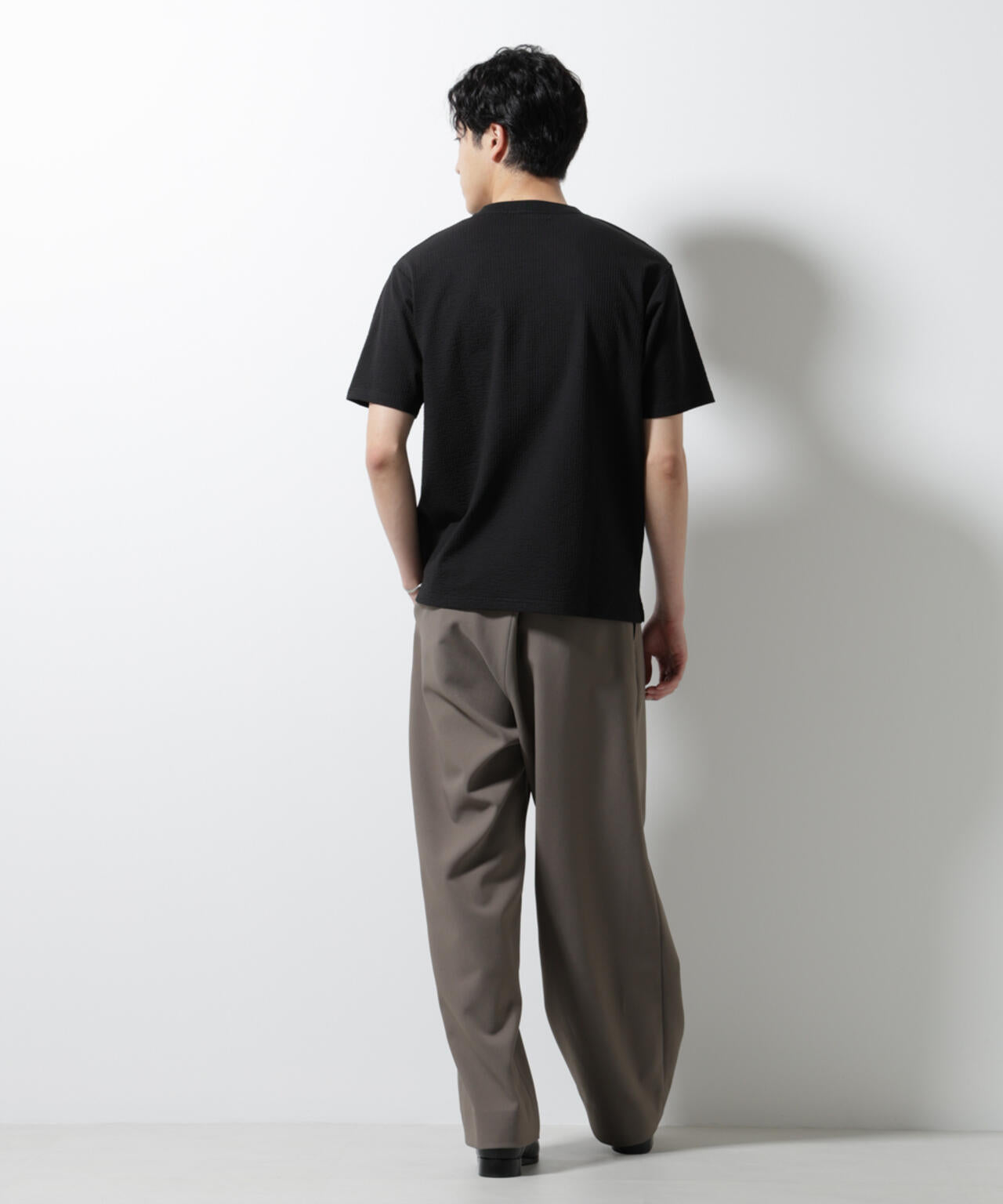 ジャージーサッカーヘンリーネックTシャツ 半袖