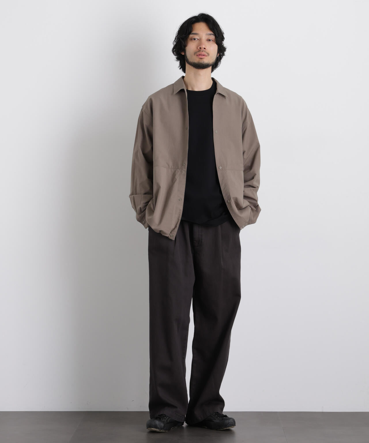 ストレッチワイドシャツブルゾン