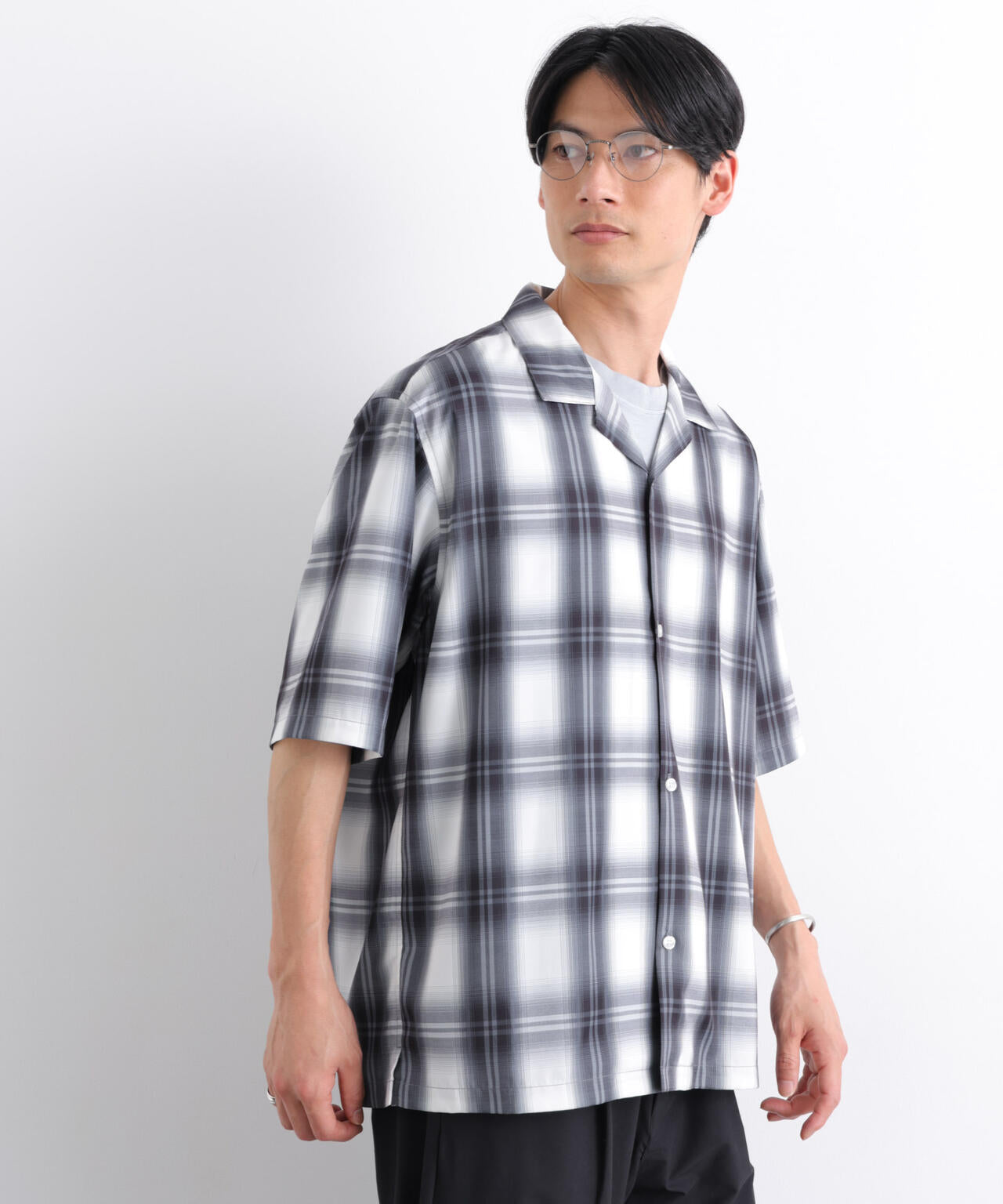 オンブレーチェックシャツ 半袖