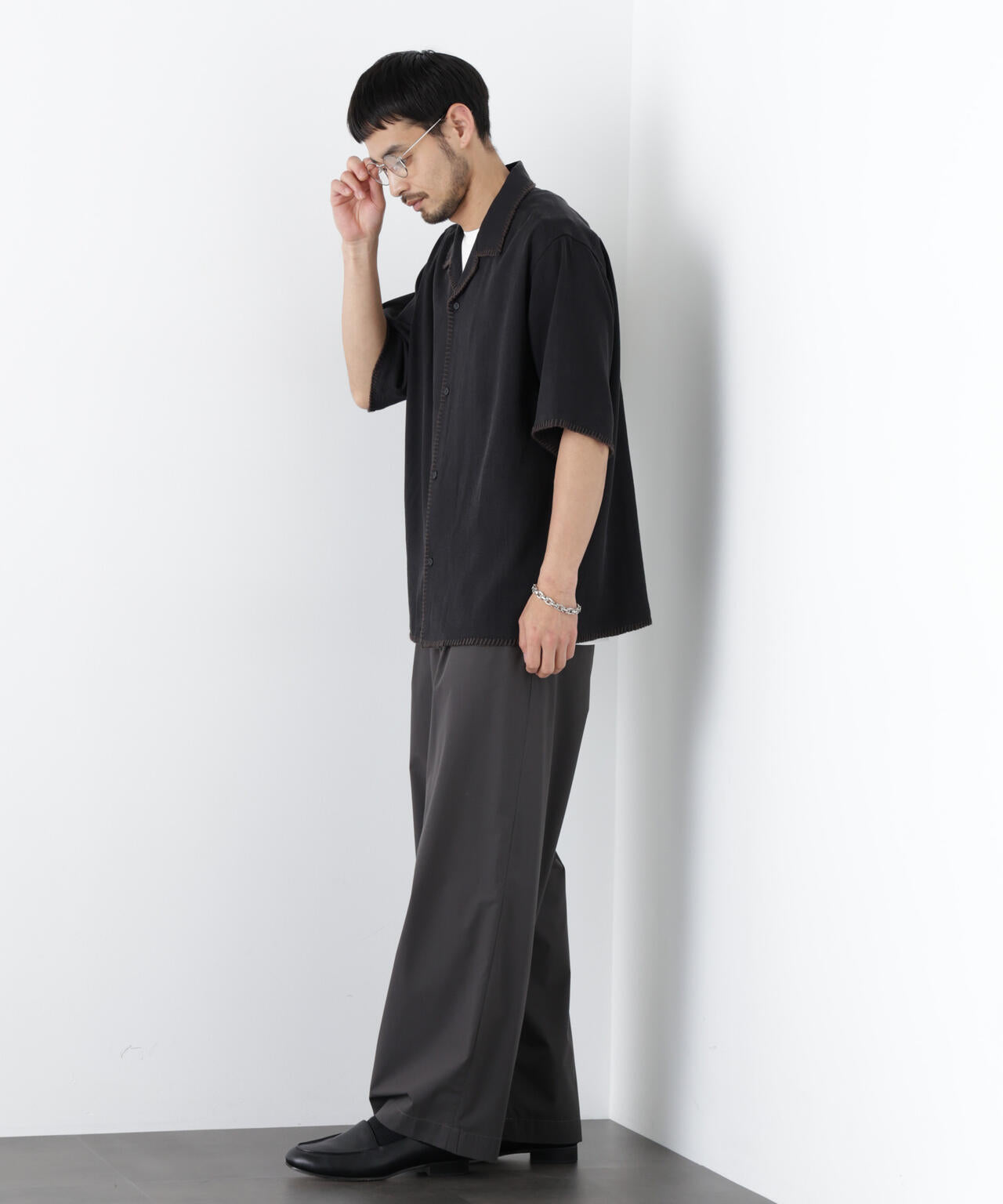 ブランケットステッチシャツ 半袖