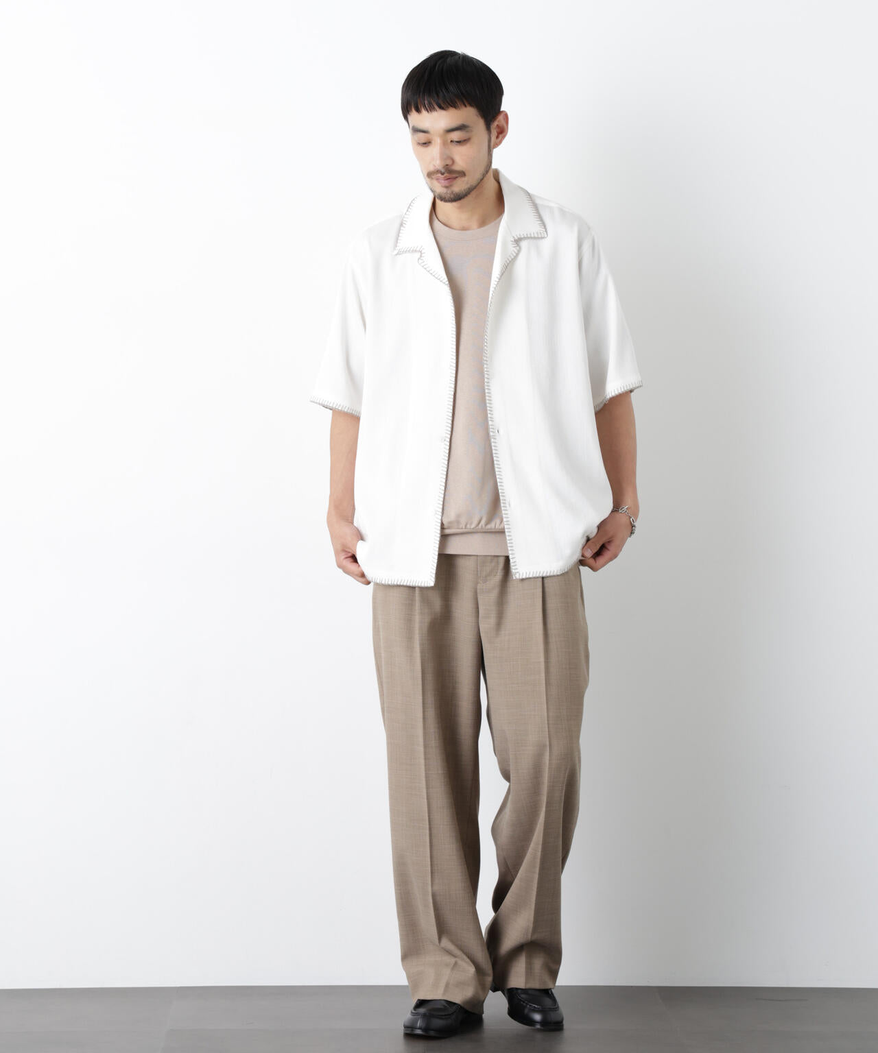 ブランケットステッチシャツ 半袖