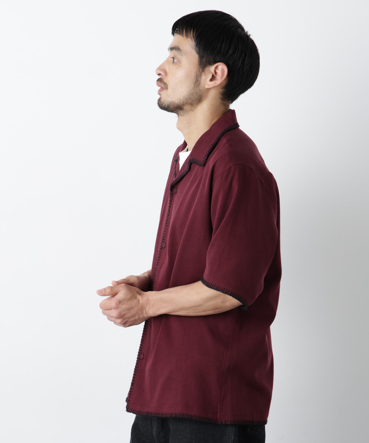 ブランケットステッチシャツ 半袖