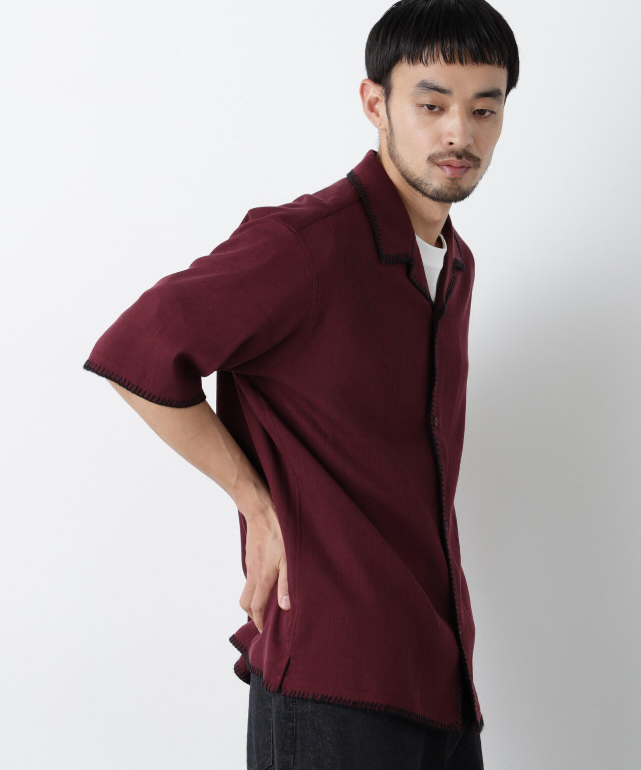 ブランケットステッチシャツ 半袖
