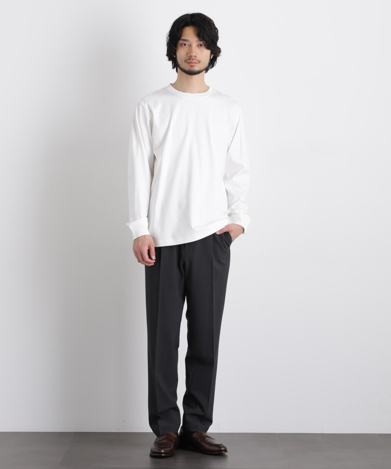 アンチスメルクルーネックTシャツ 長袖