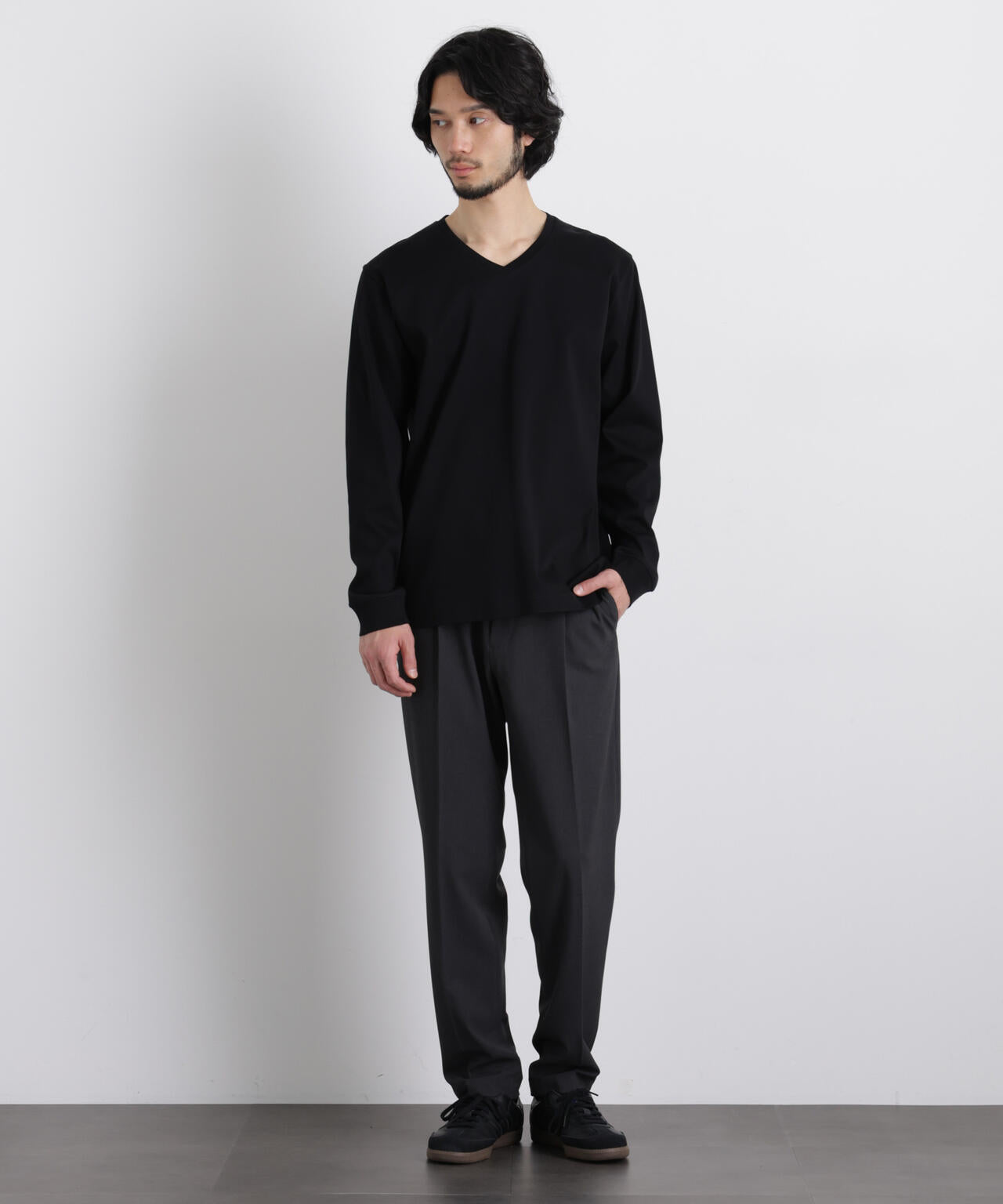 アンチスメルVネックTシャツ 長袖