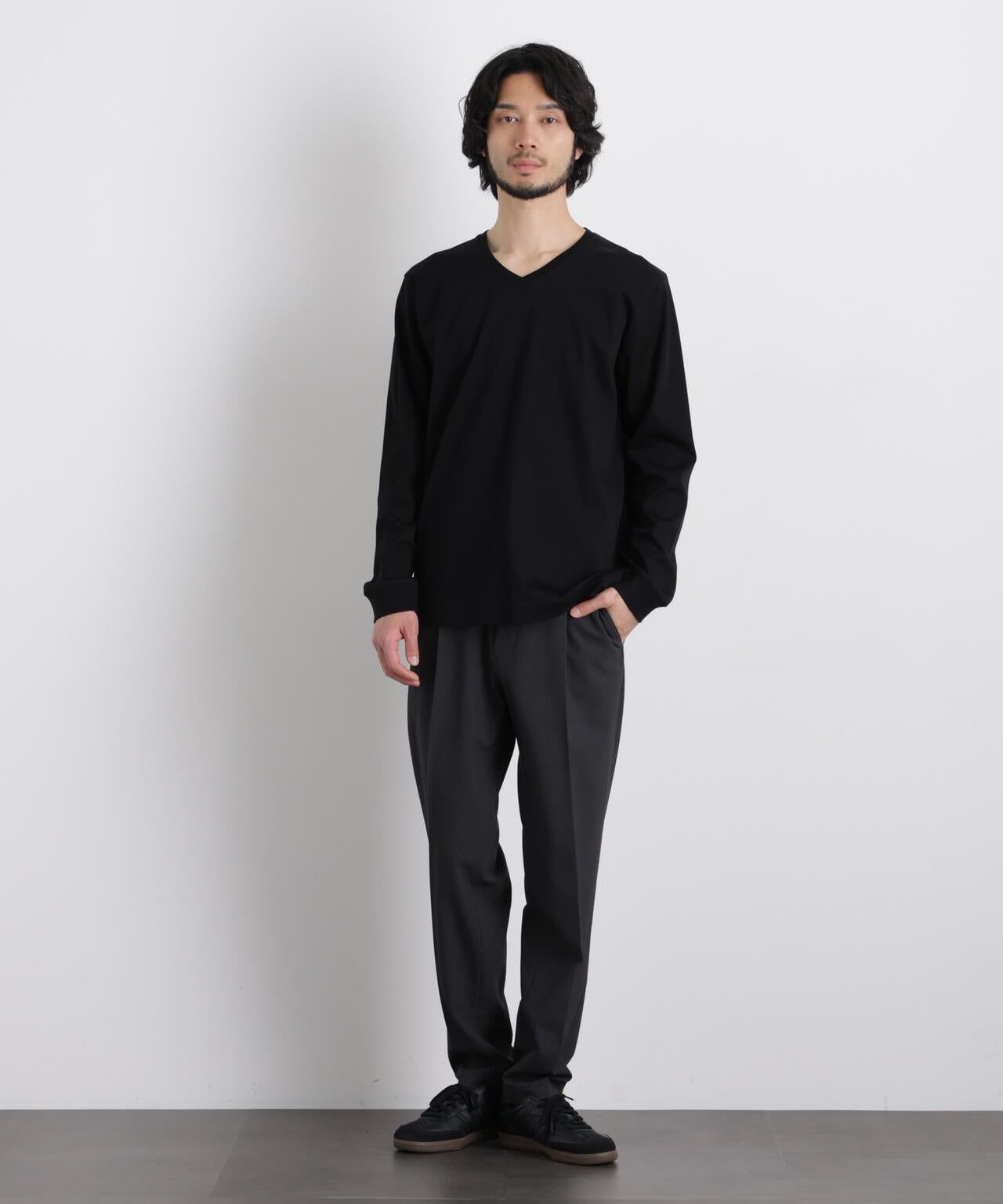 アンチスメルVネックTシャツ 長袖