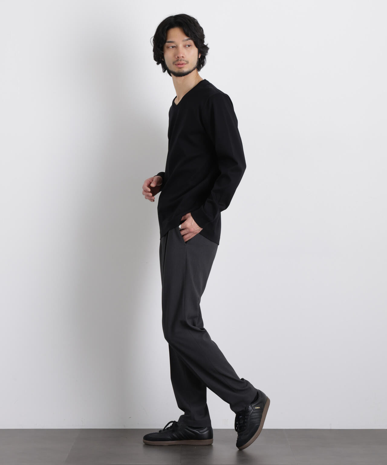アンチスメルVネックTシャツ 長袖