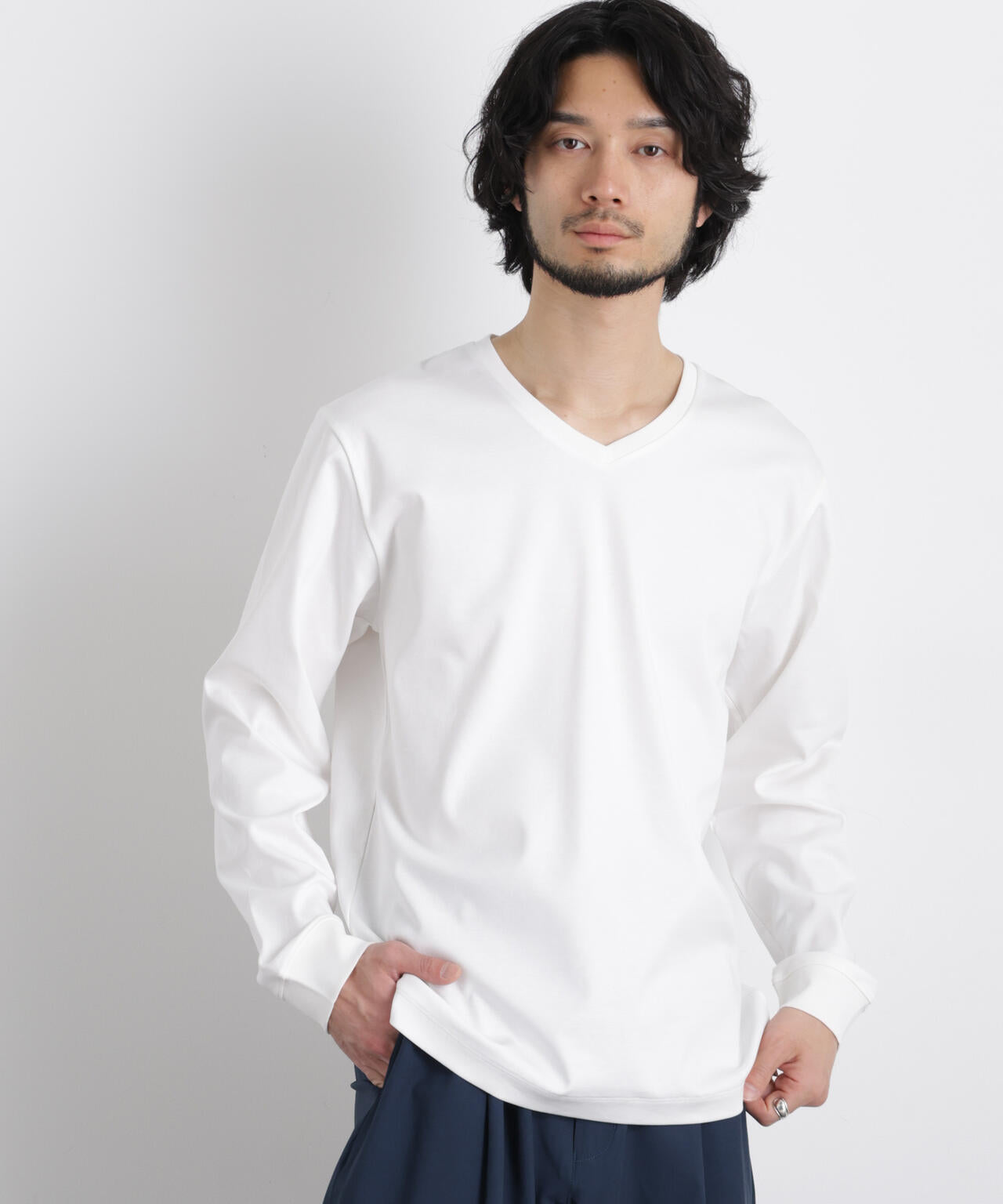 アンチスメルVネックTシャツ 長袖