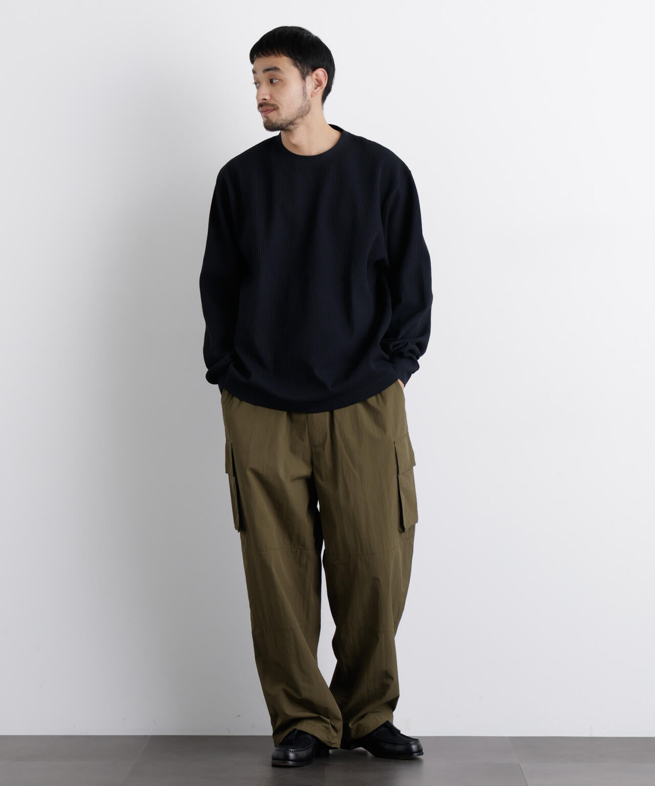 ワッフルプルオーバーTシャツ 長袖