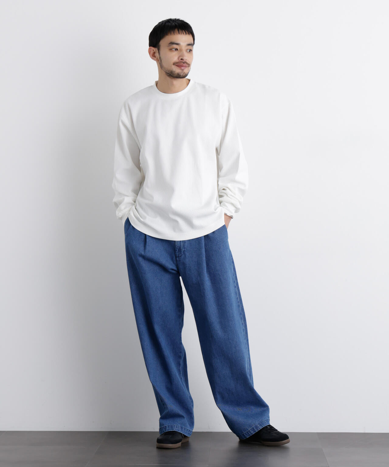 ワッフルプルオーバーTシャツ 長袖