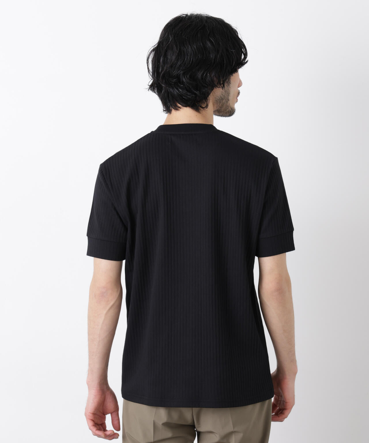 ワイドリブスタンダードヘンリーネックTシャツ 半袖