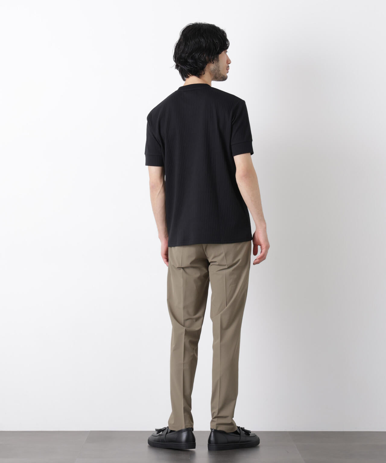 ワイドリブスタンダードヘンリーネックTシャツ 半袖