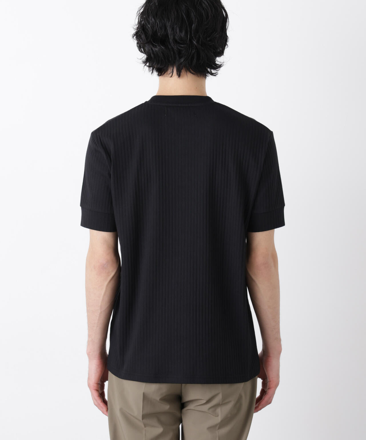ワイドリブスタンダードヘンリーネックTシャツ 半袖