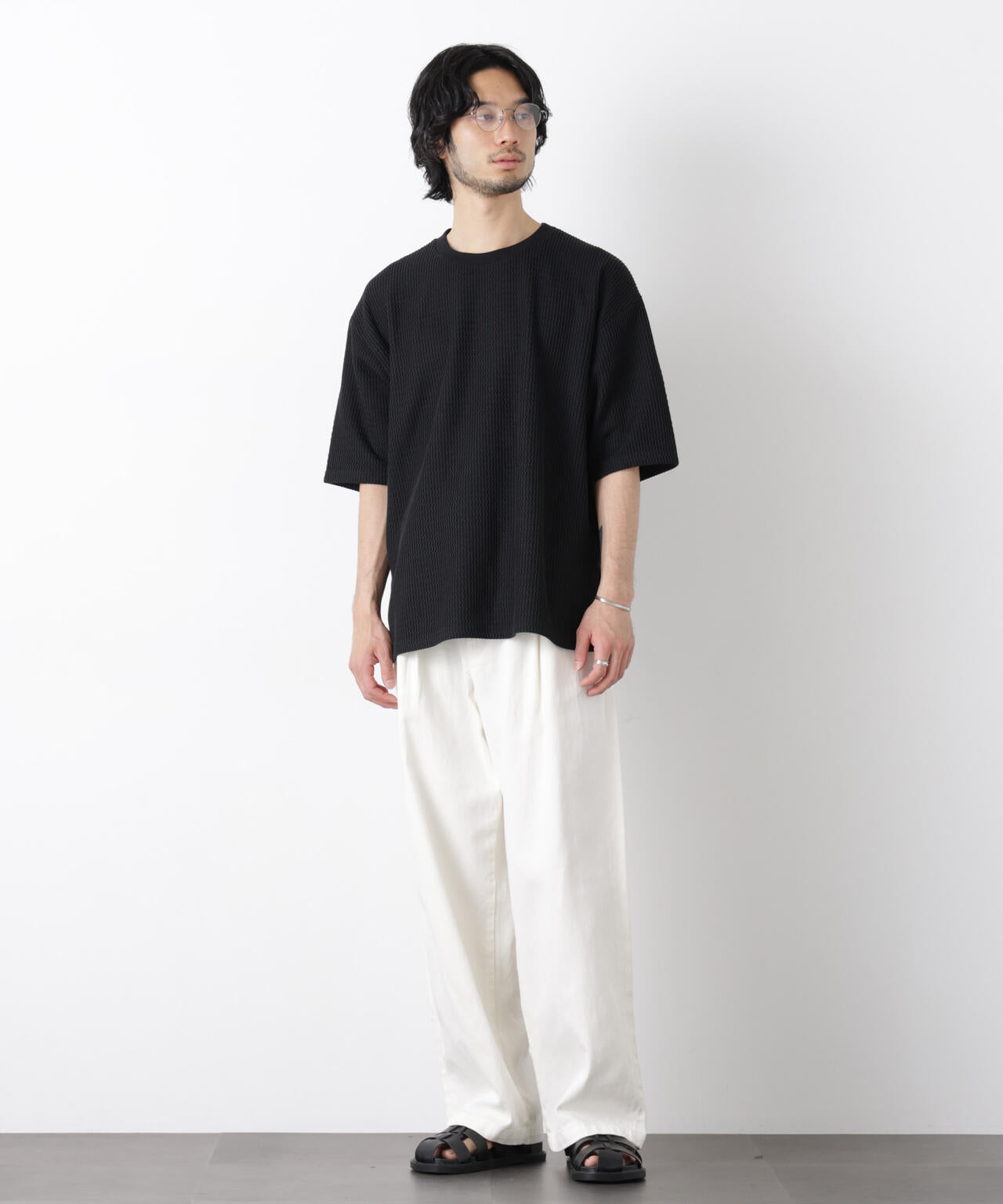 ジャガードニットソーTシャツ 半袖（セットアップ可）