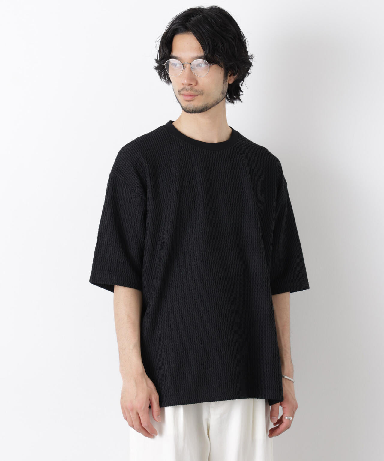 ジャガードニットソーTシャツ 半袖（セットアップ可）
