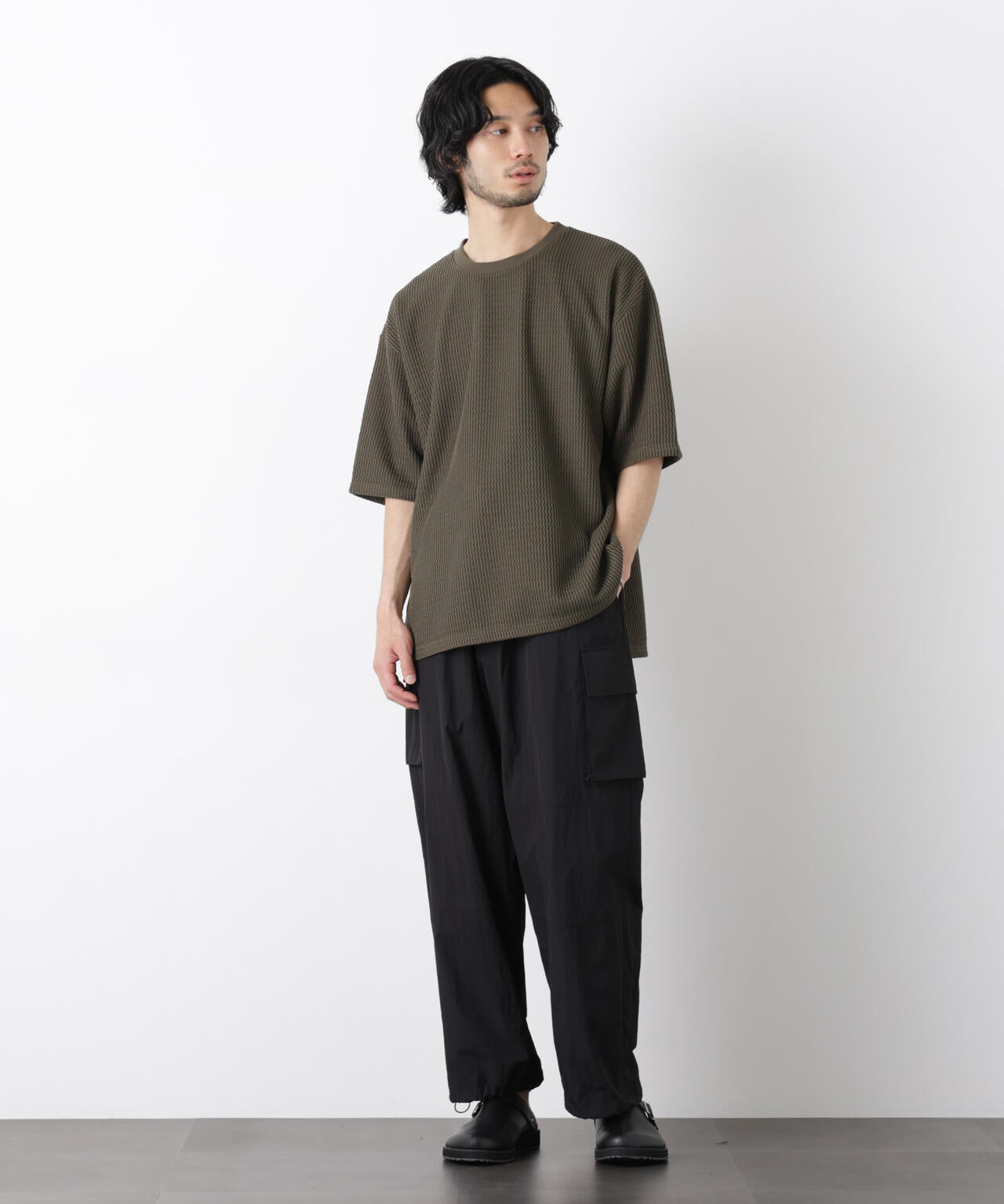 ジャガードニットソーTシャツ 半袖（セットアップ可）