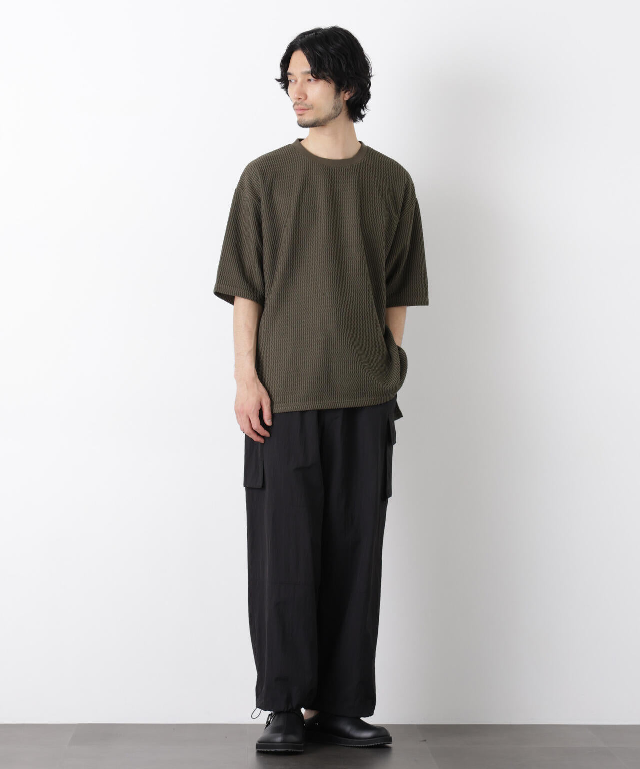 ジャガードニットソーTシャツ 半袖（セットアップ可）