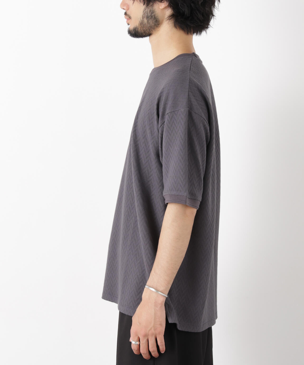 ヘリンボンジャガードTシャツ 半袖