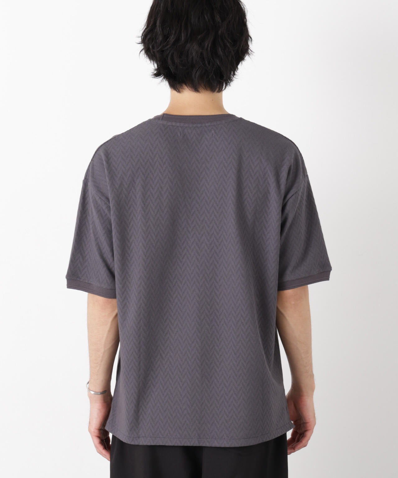 ヘリンボンジャガードTシャツ 半袖