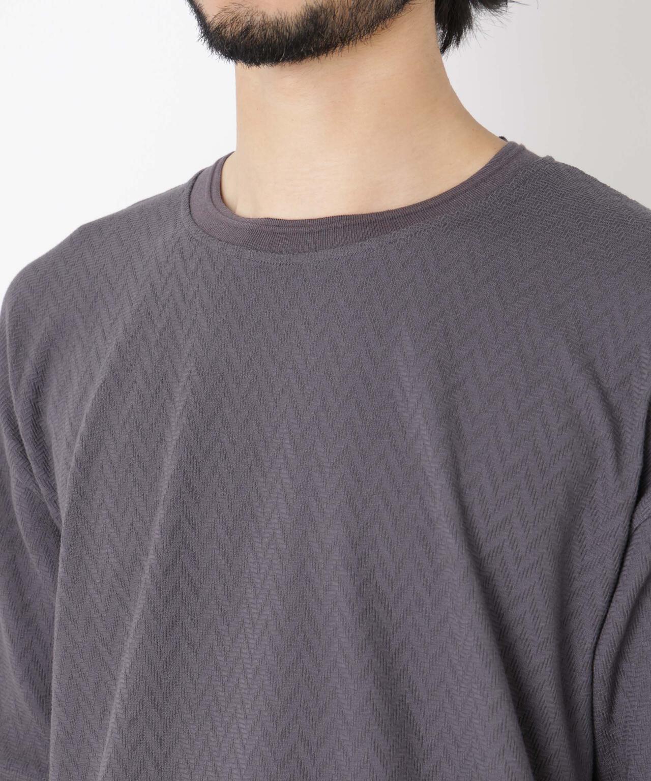 ヘリンボンジャガードTシャツ 半袖
