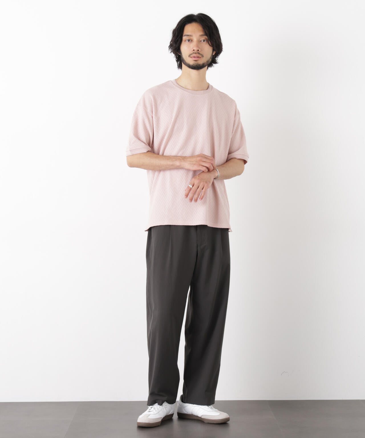 ヘリンボンジャガードTシャツ 半袖