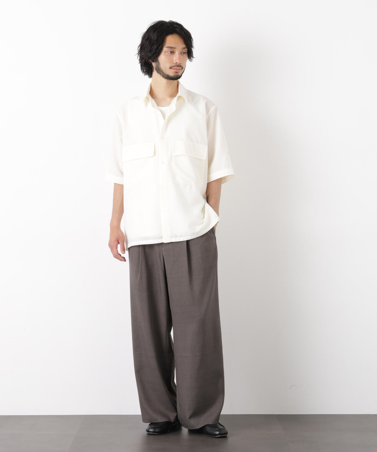 ポリエステルウィーブ ワイドパンツ