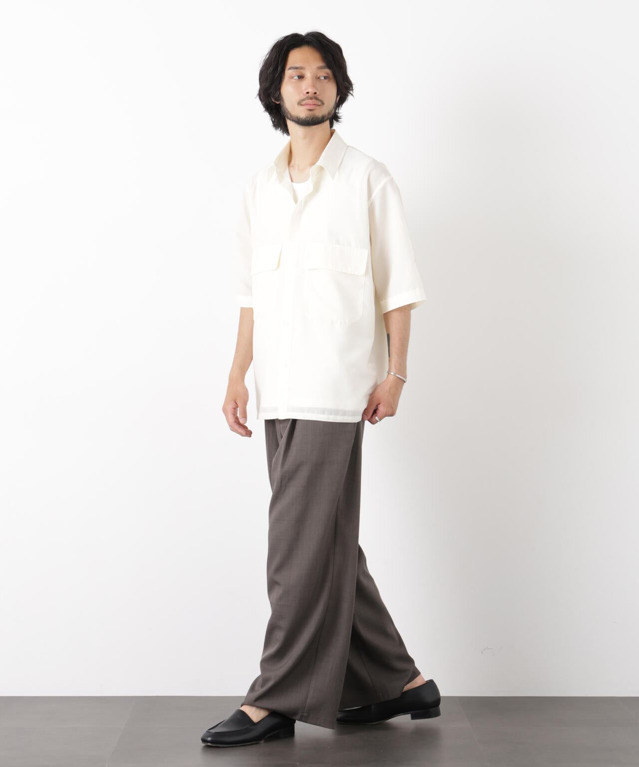 ポリエステルウィーブ ワイドパンツ