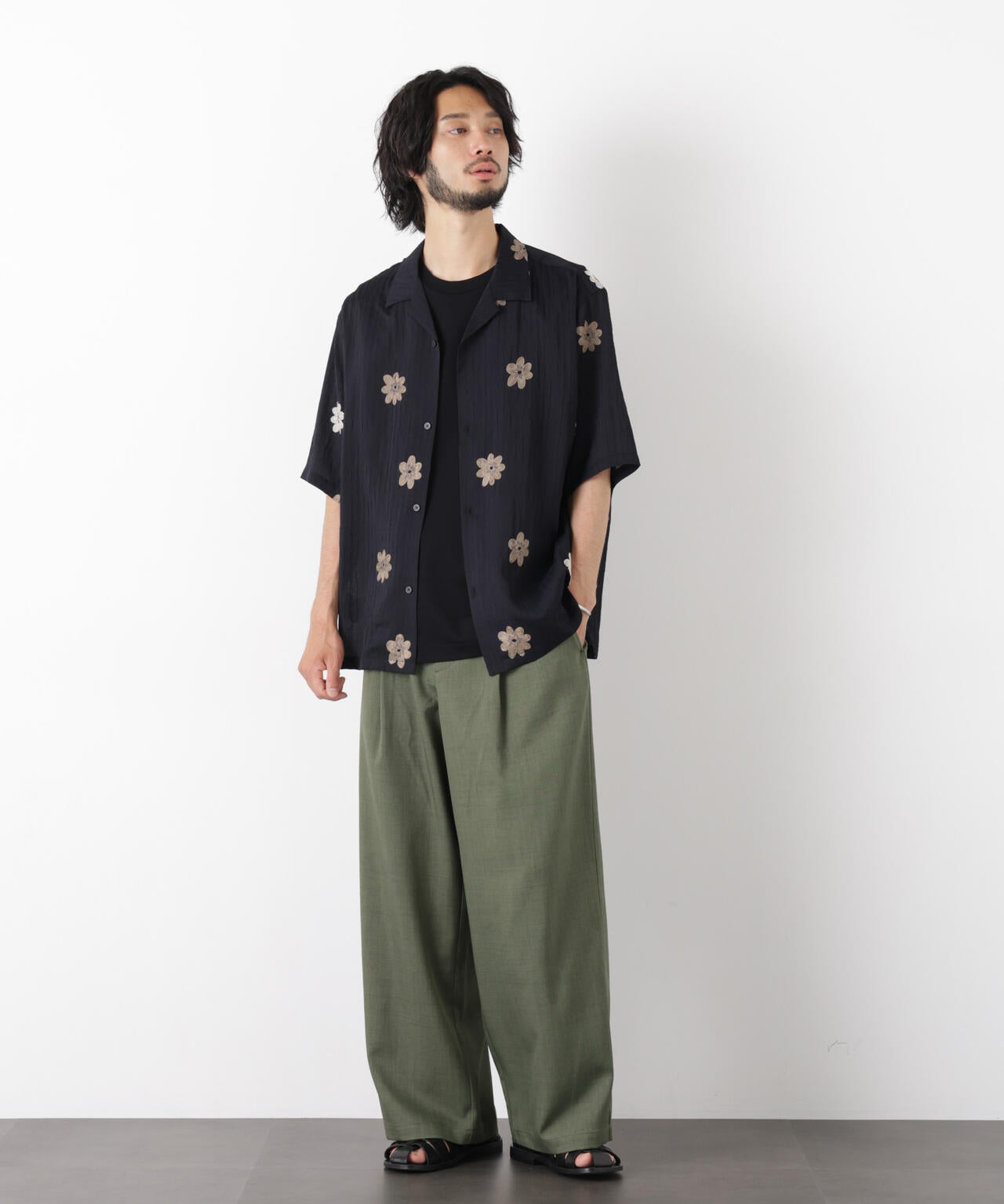 ポリエステルウィーブ ワイドパンツ