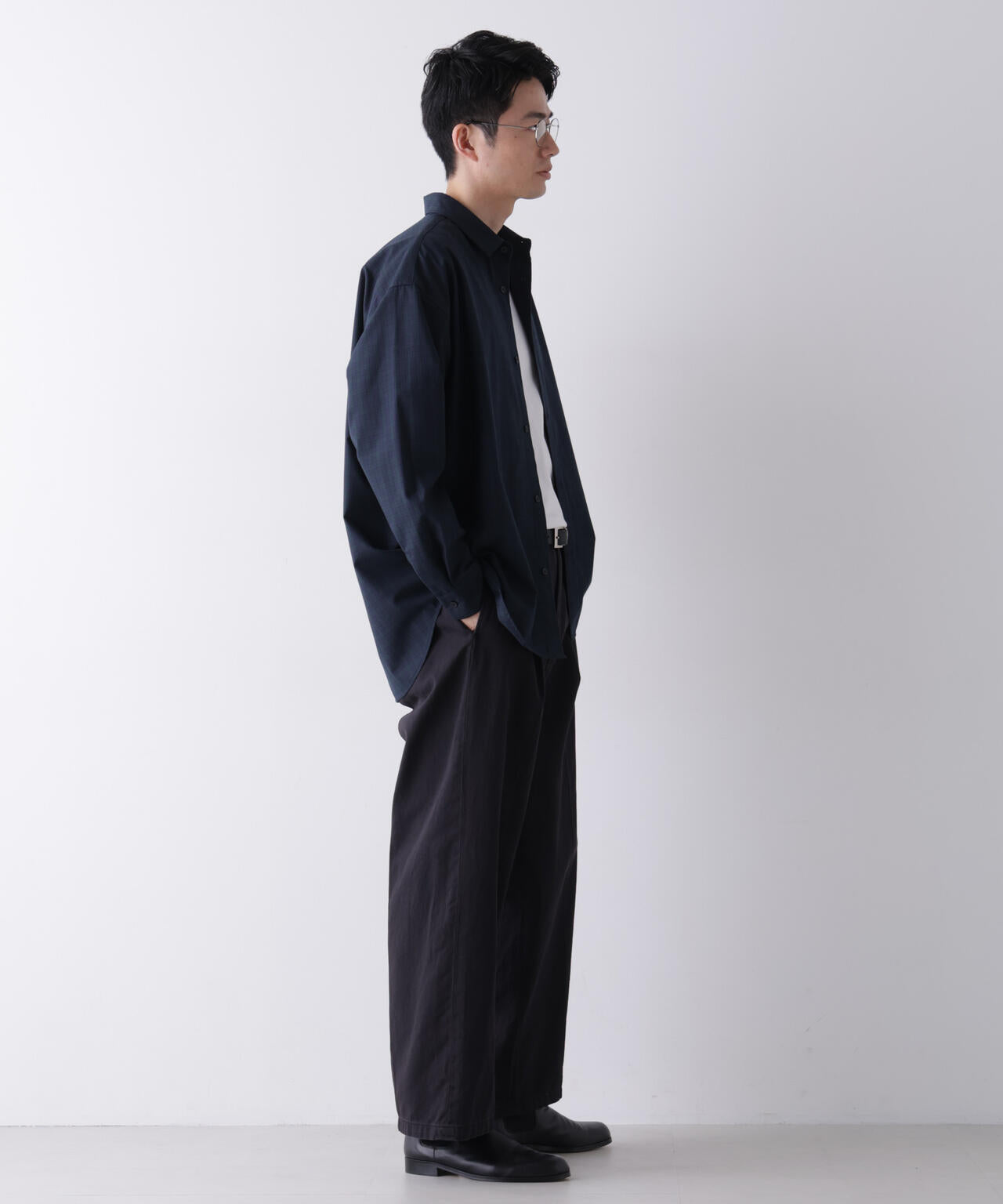 ビッグドレープチェックシャツ 長袖