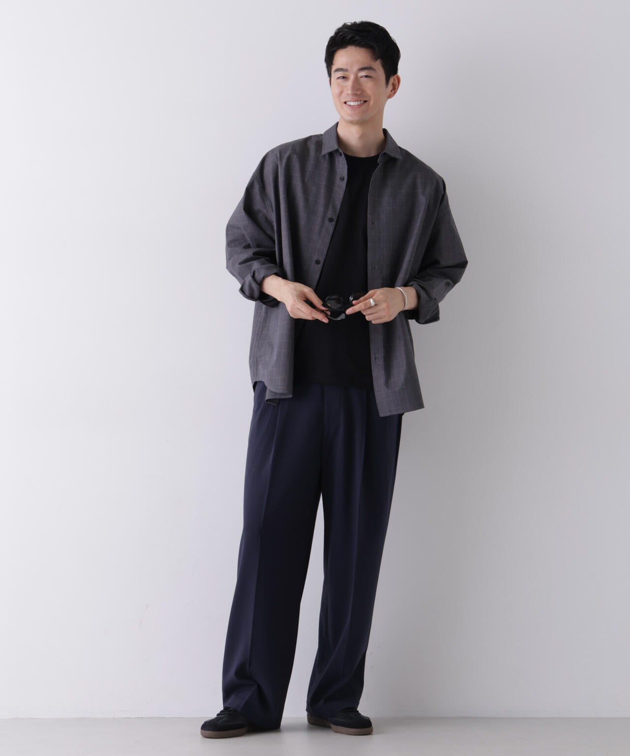 ビッグドレープチェックシャツ 長袖
