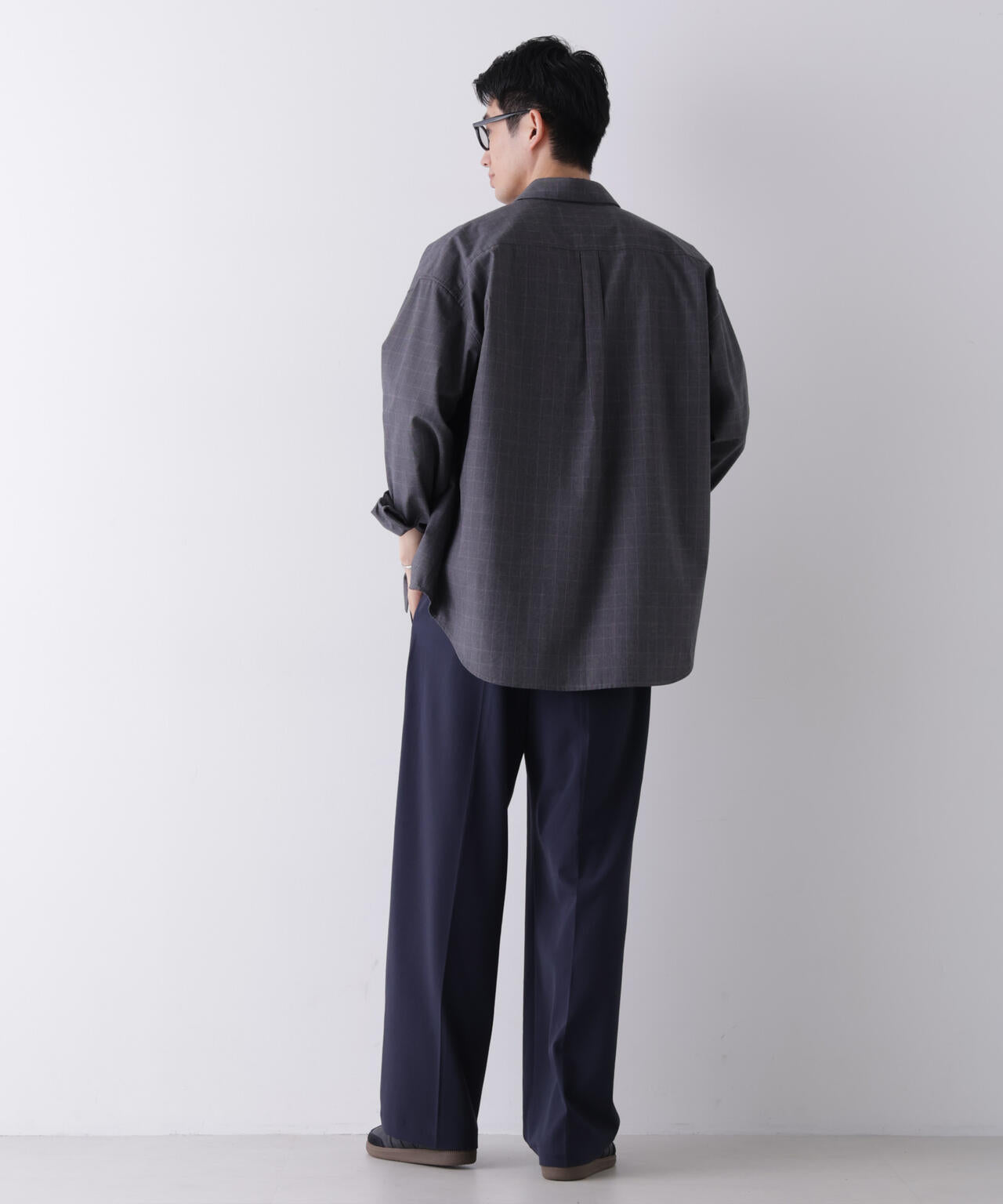 ビッグドレープチェックシャツ 長袖