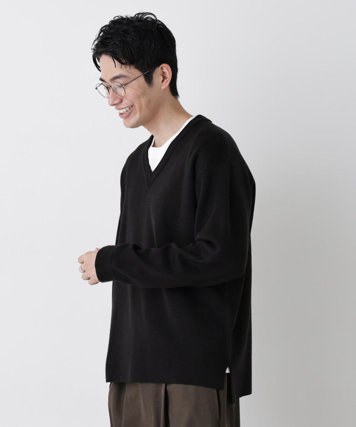 タスマニアウールミックス ミラノリブリラックスVネック
