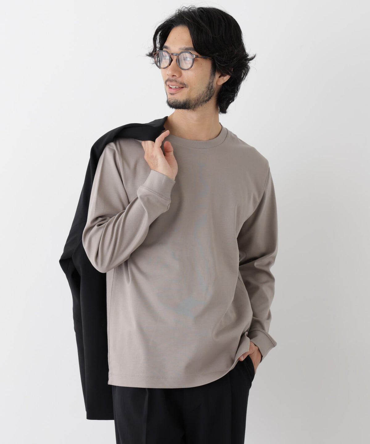 アンチスメルクルーネックTシャツ 長袖