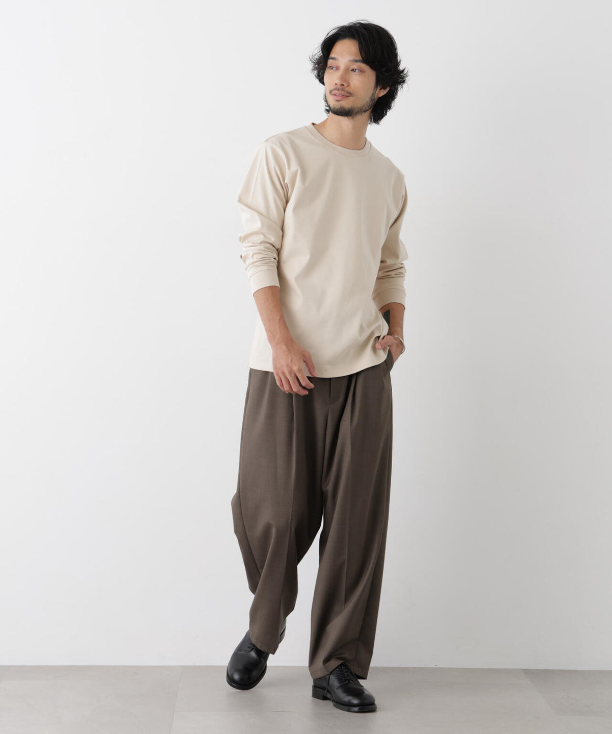 アンチスメルクルーネックTシャツ 長袖