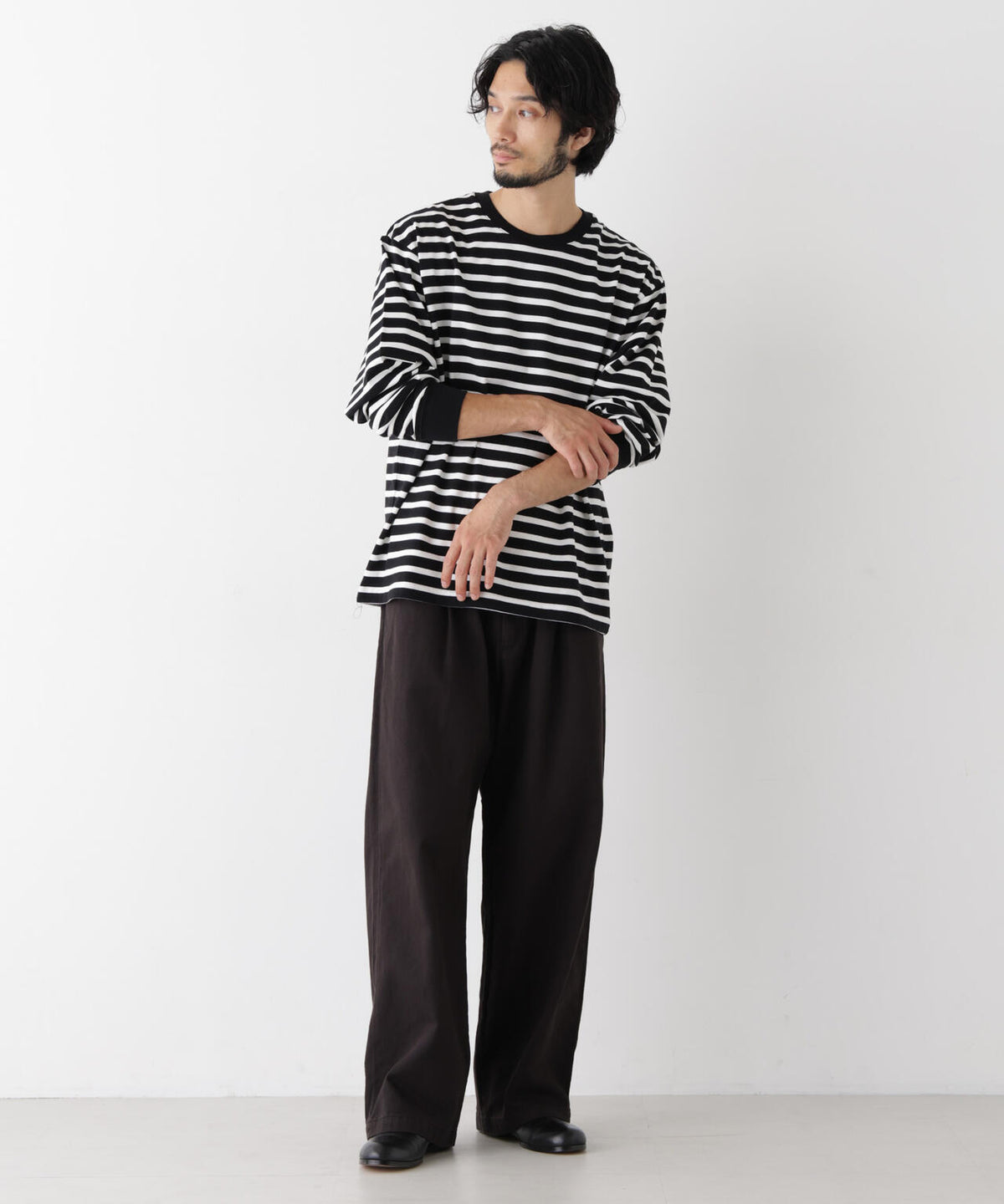 コーマコットン先染めボーダーTシャツ 長袖