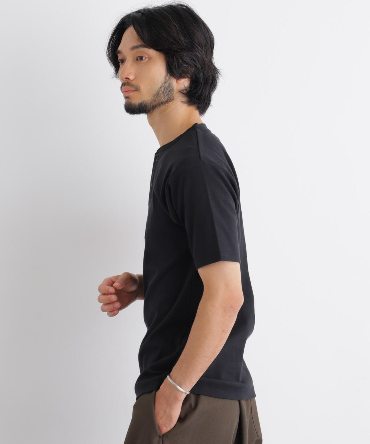 コンパクトヘンリーネックTシャツ 半袖