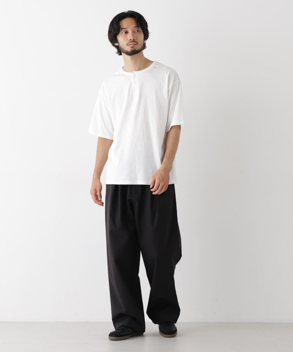 スラブヘンリーワイドTシャツ 半袖