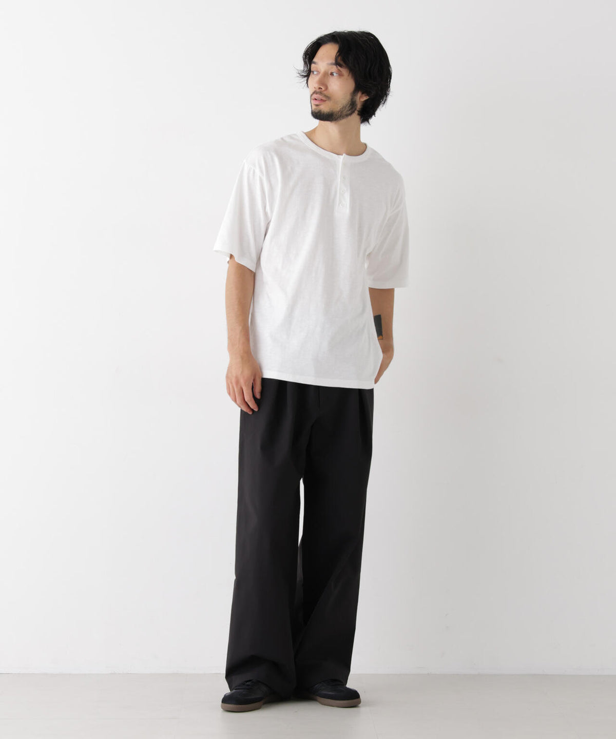 スラブヘンリーワイドTシャツ 半袖