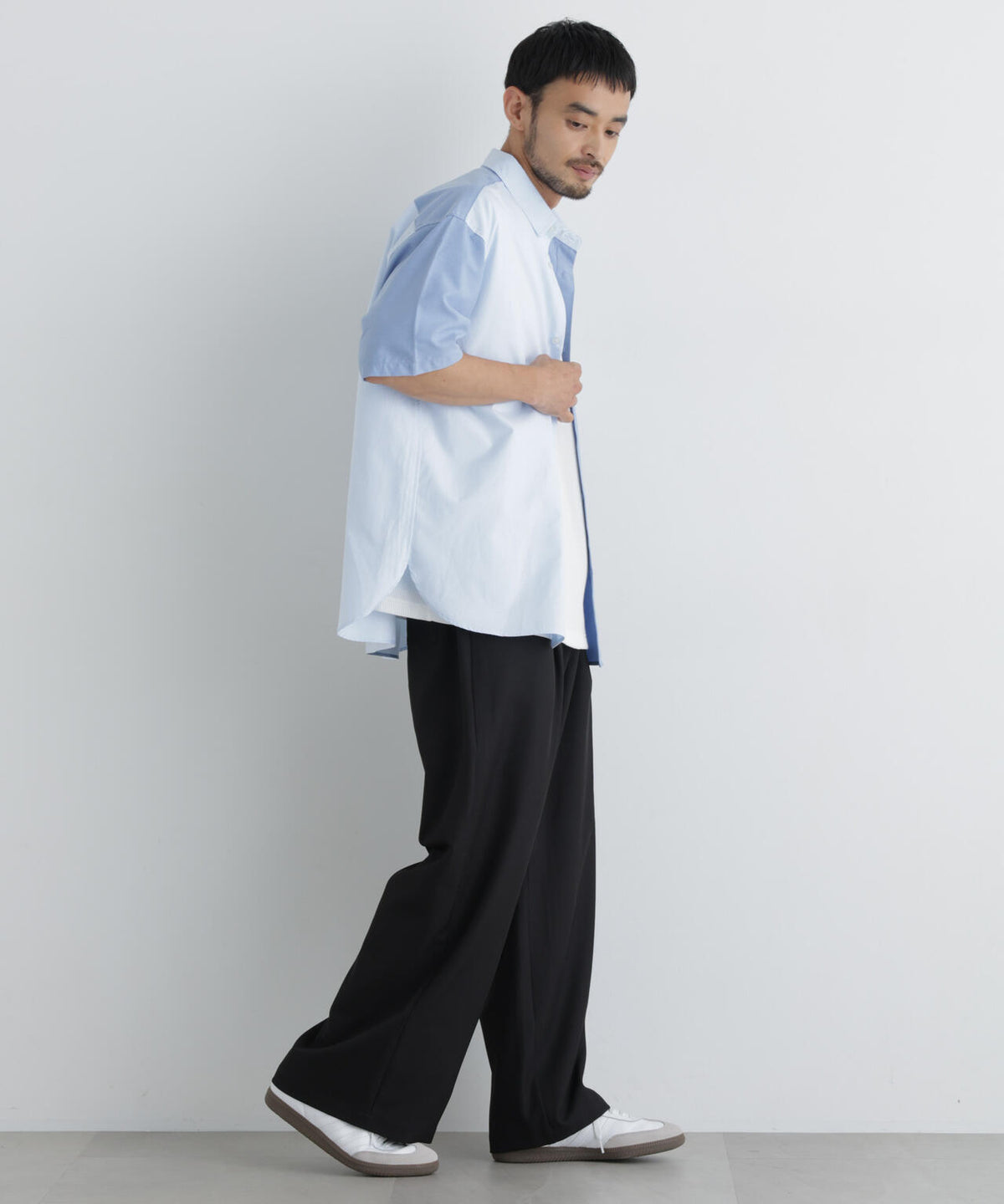 ポリエステルツイル ワイドパンツ