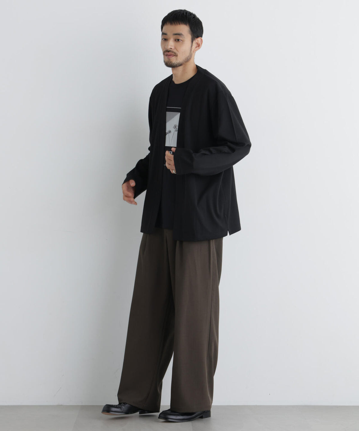 ポリエステルツイル ワイドパンツ