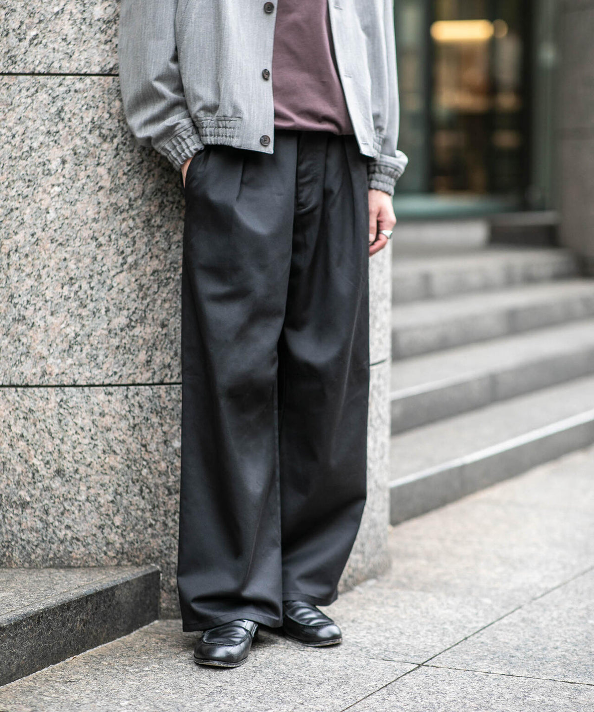 WEB限定/TCツイルワイドタックカーブパンツ