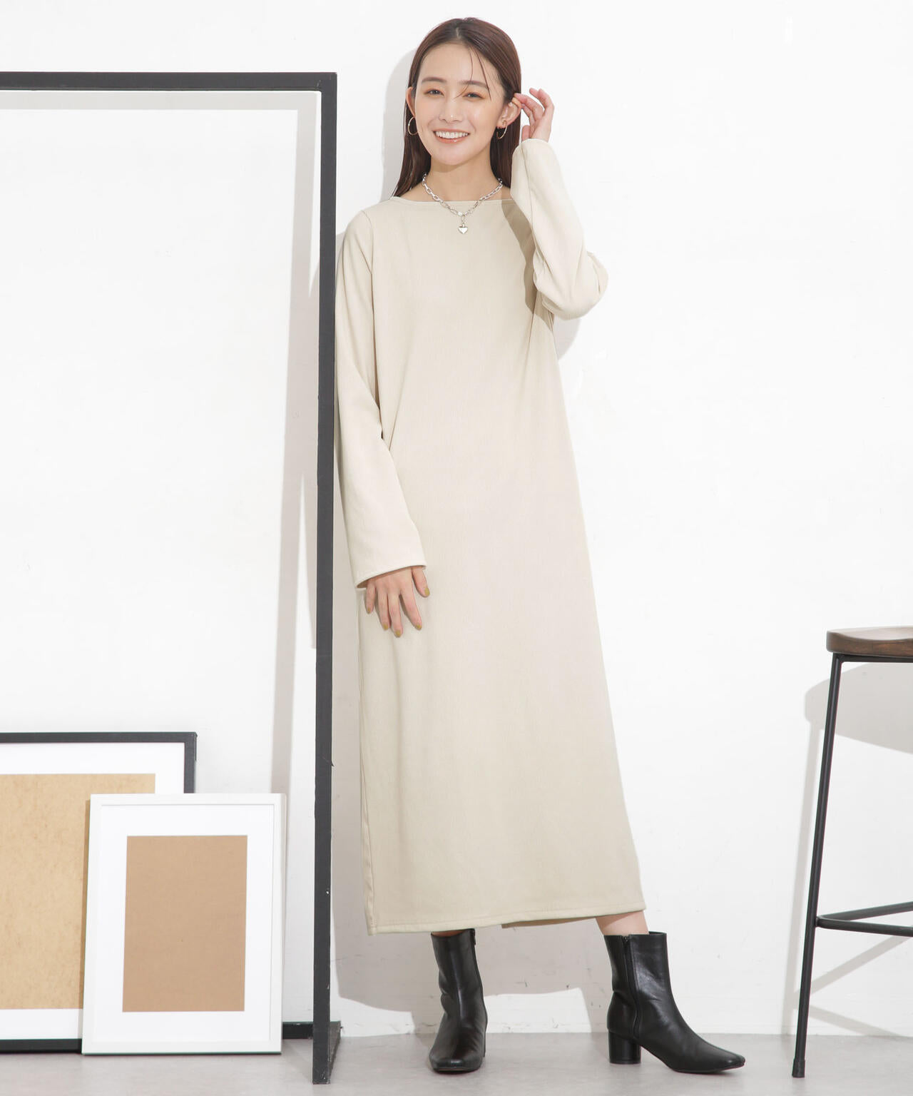 起毛カットリブフレアマキシワンピース