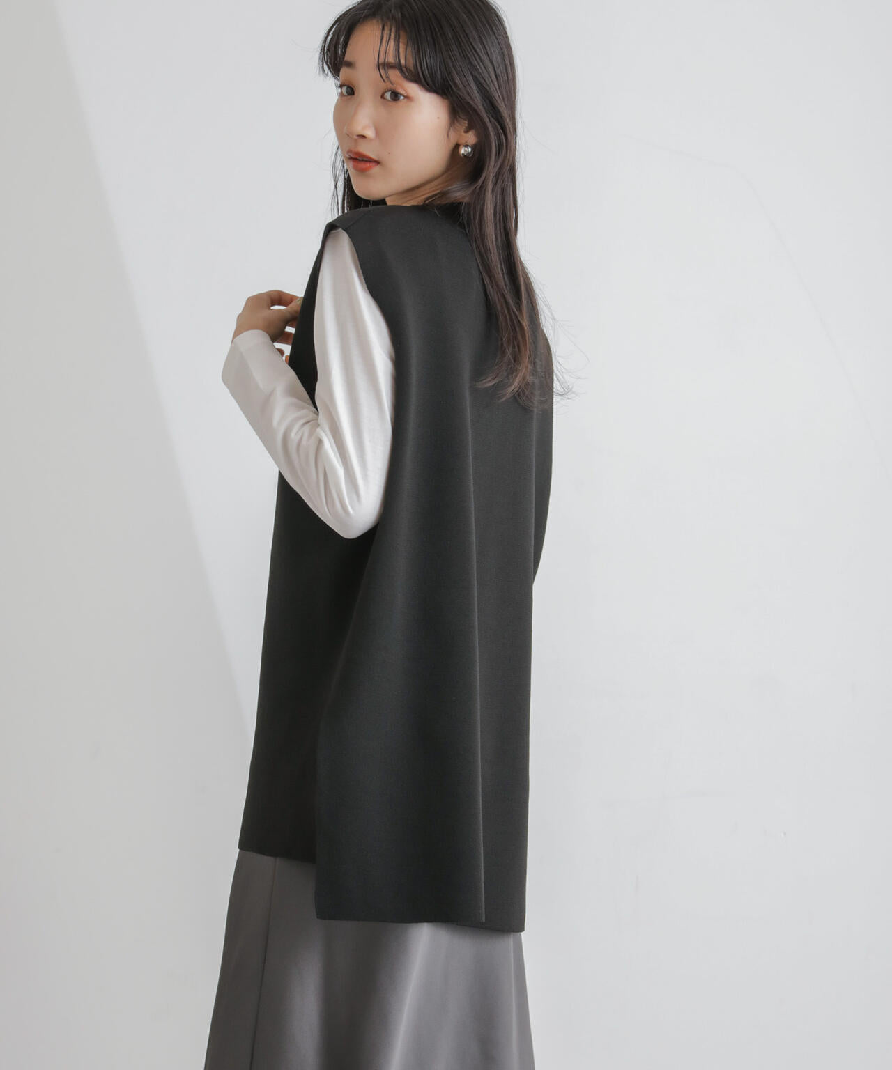 ニットベスト×ロングTシャツ アンサンブルセット